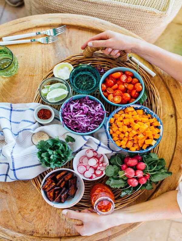 colorful grain bowl potluck dinner party