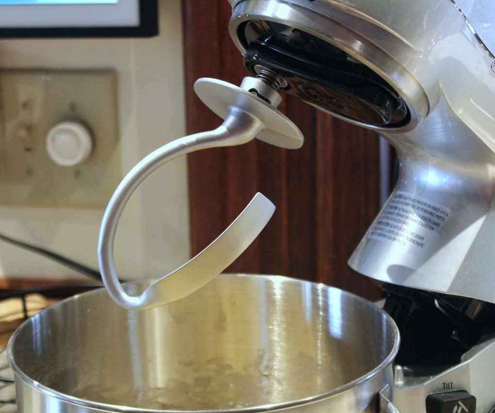 The Hamilton Beach Electric Stand Mixer ready to mix dough