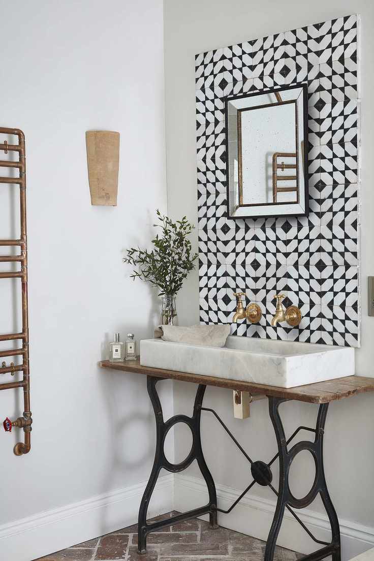 black and white reclaimed backsplash tiles