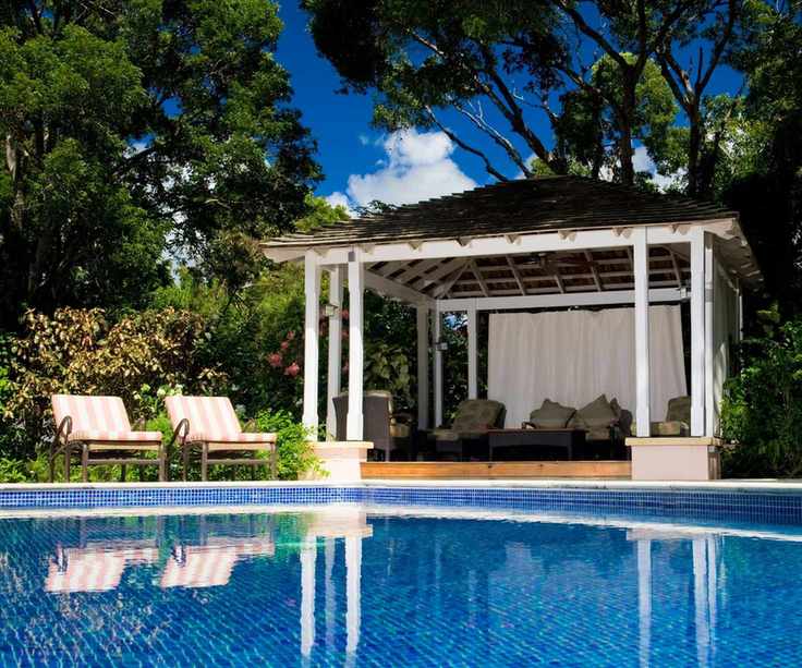 A gazebo by a pool