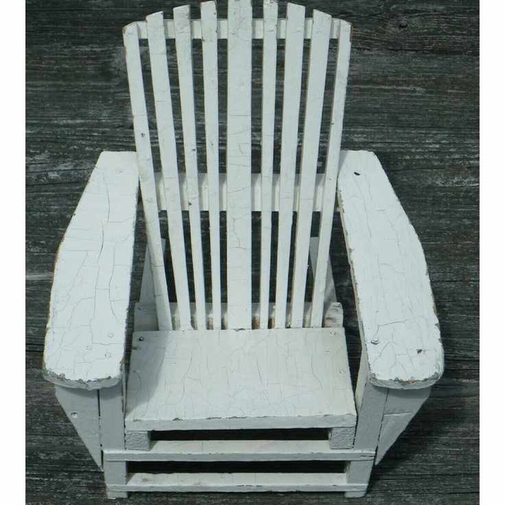 12 3/4" Vintage Homemade Wooden Adirondack Chair-White Paint-1945