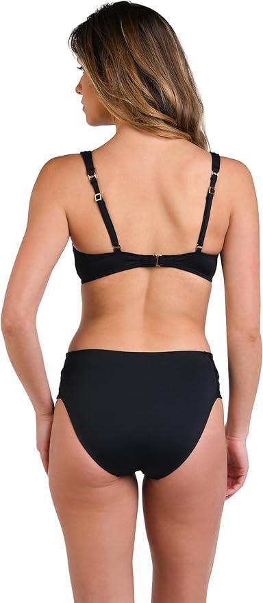 V-Neck Over the Shoulder Bikini Top in Black
