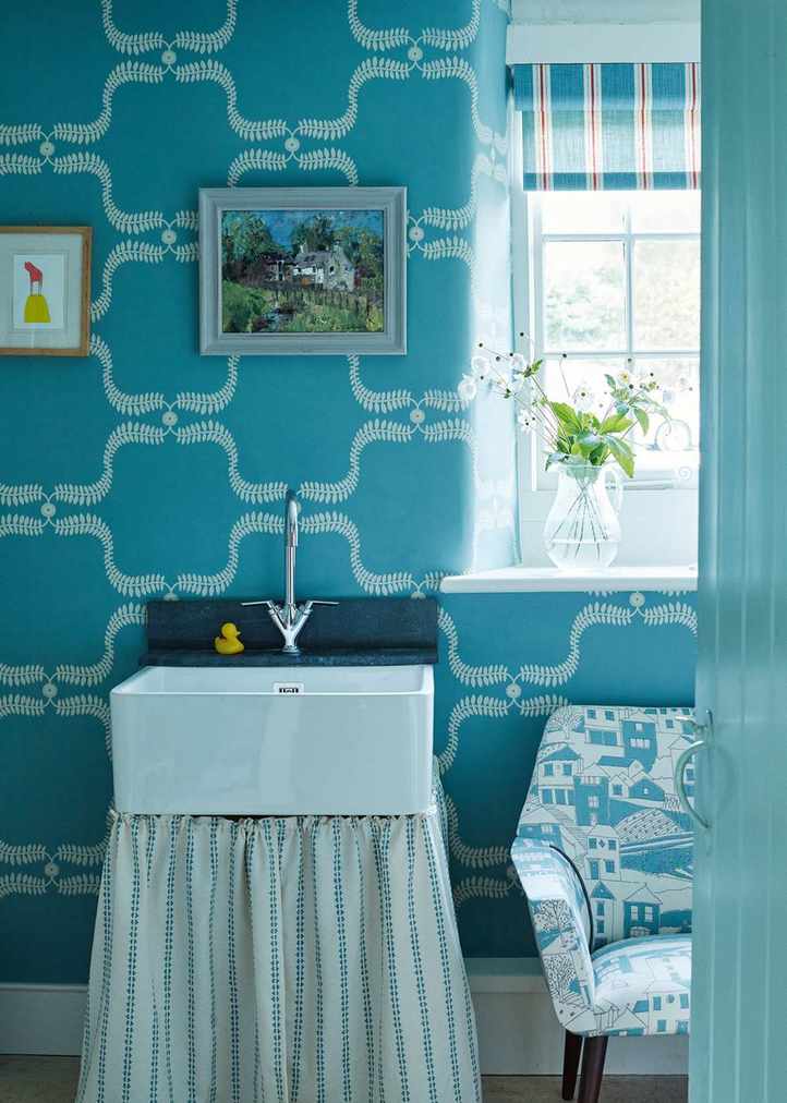 powder room idea with Vanessa Arbuthnott wallpaper