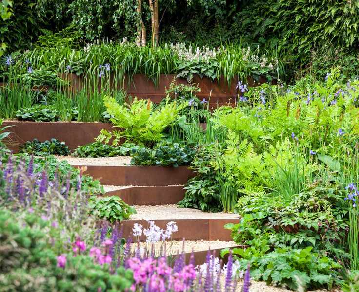 low maintenance garden border ideas using corten steel edging