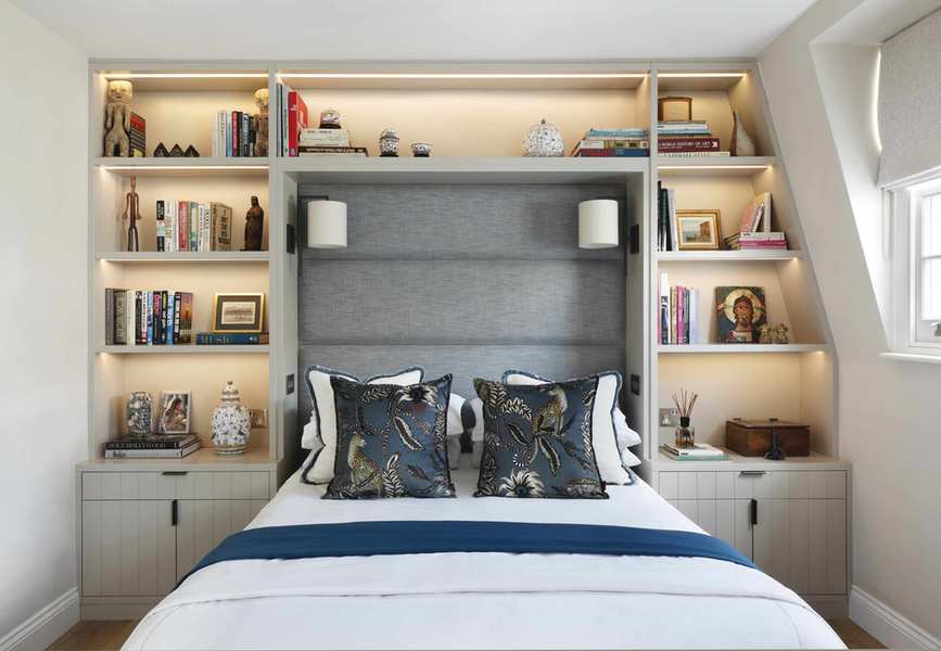 Bedroom with built-in joinery around bed