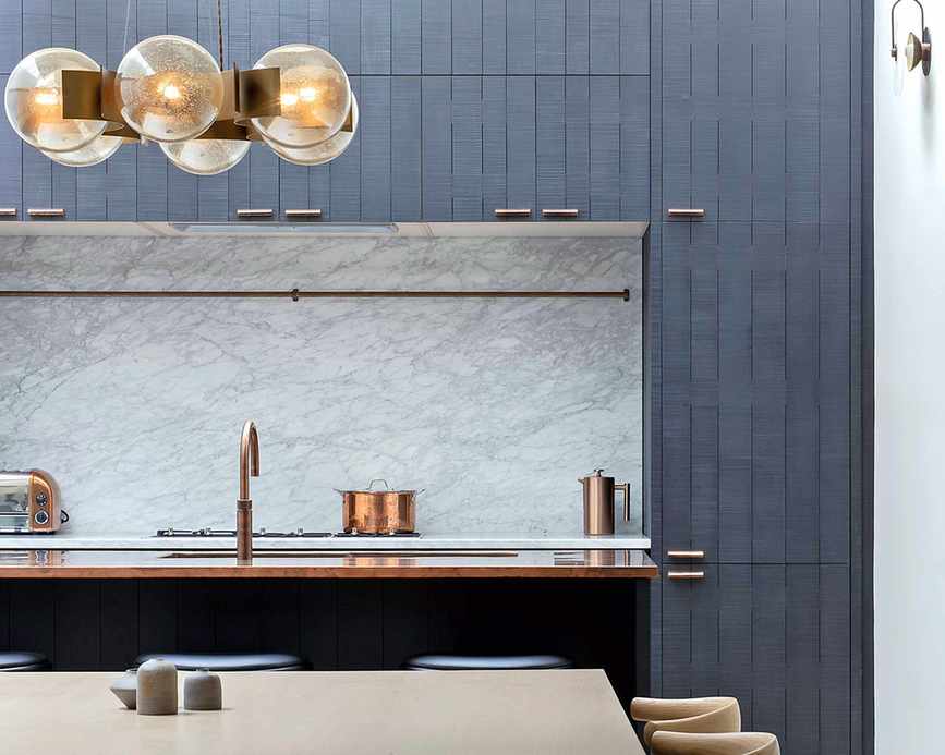 Dark kitchen cabinetry with black-stained wood