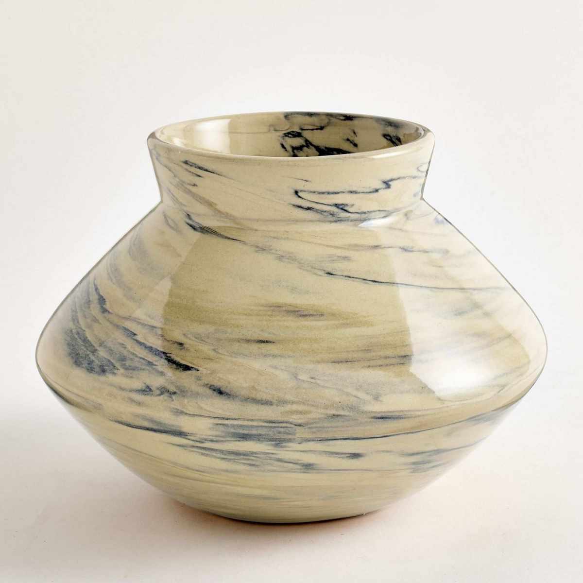 Pottery Barn, Handcrafted Marbled Ceramic Vase