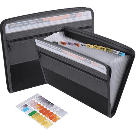 Accordion Expanding File,accordion File Organizer With Zip Closure Expanding File Folder 13 Pockets Portable Letter A4 Paper Accordion File Organizer for School Office Documents&amp;#65288;black&amp;#65289;