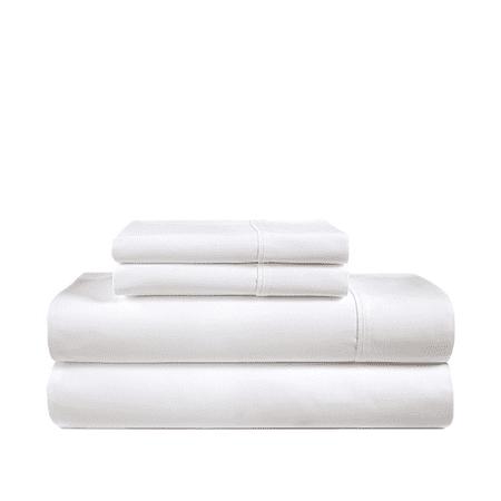 A pile of folded white bed sheets against a white background