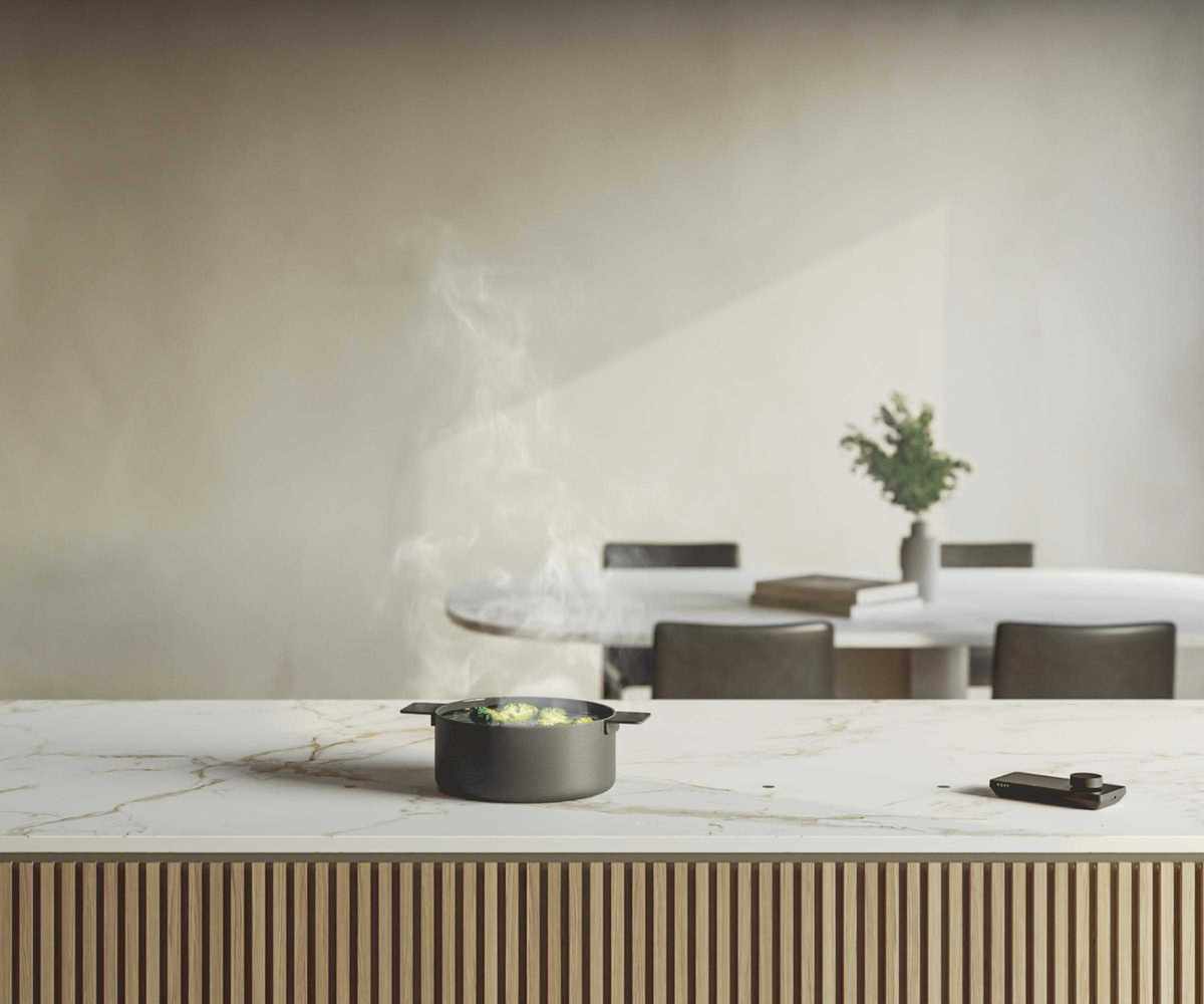 A pot boiling on Novy's UnderCover Induction Hob