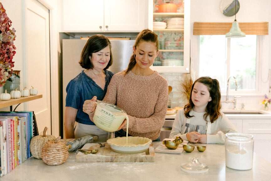 Gathering for pie baking