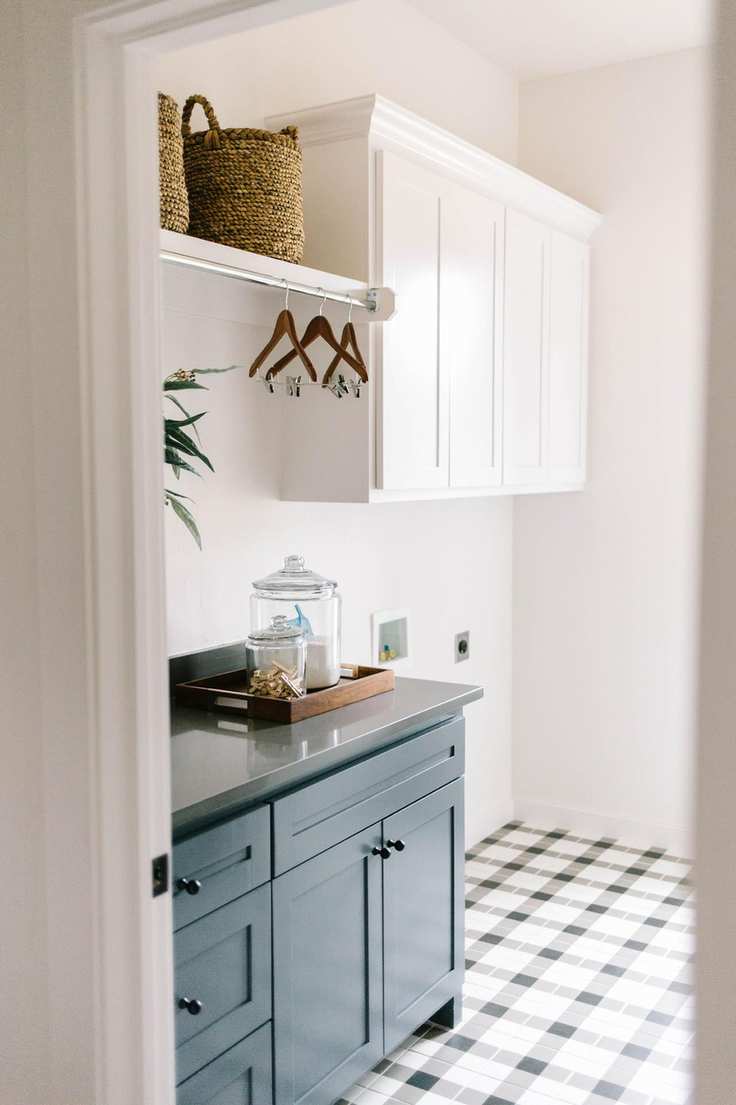 White laundry room shelving