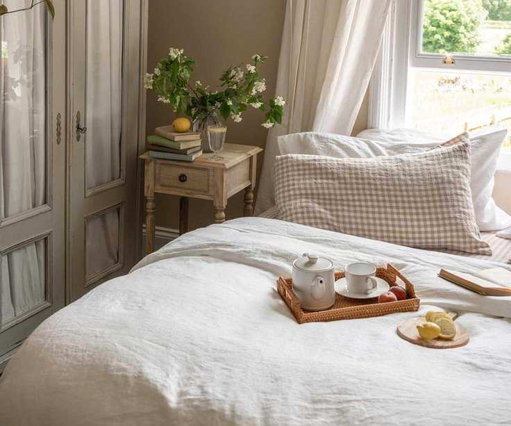 White Duvet Cover on a bed.