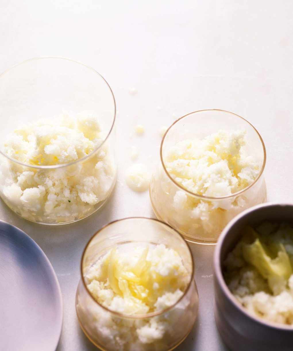 Coconut, pineapple and kaffir lime granita