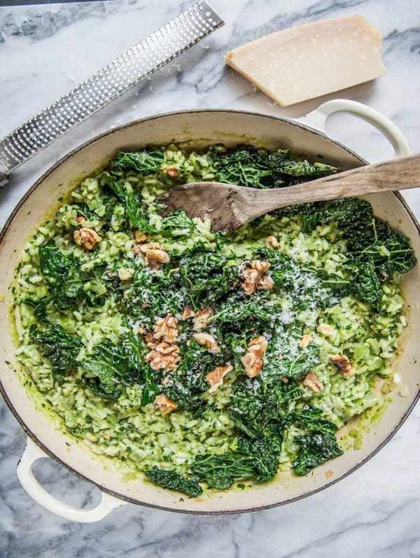 Oven Risotto with Tuscan Kale Pesto