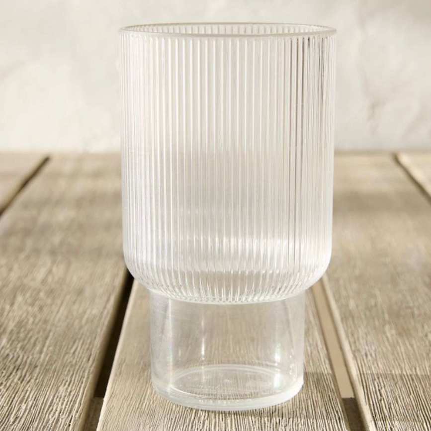 Acrylic tall glass with ridged texture