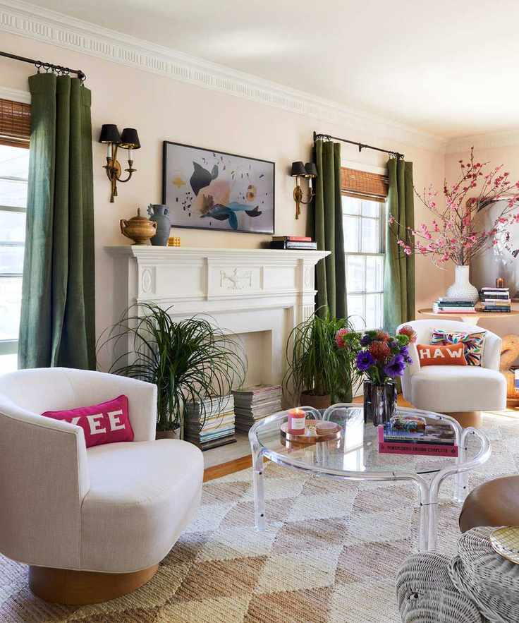 Transitional living room with mix of modern and traditional decor