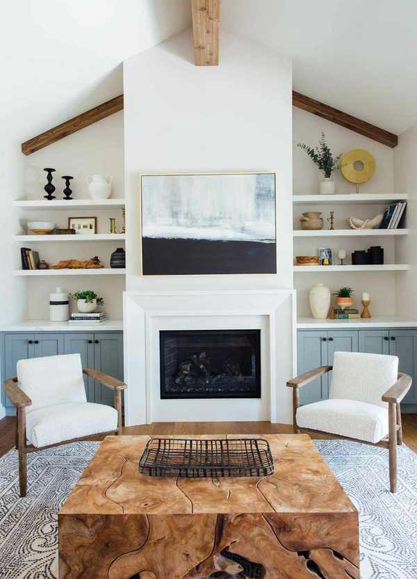 Bright living room with vaulted ceiling