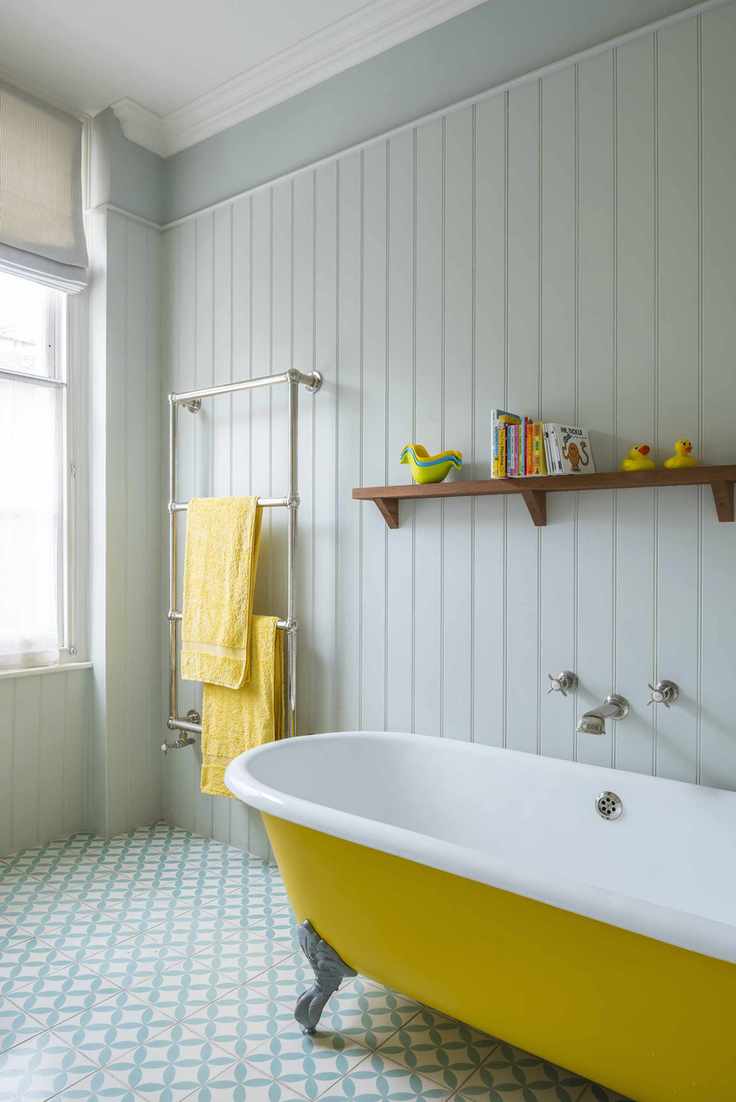 Family bathroom with blue walls