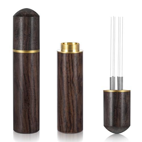 Elegaperma Normcore WDT Tool, 6 Needles 0.3 Mm Espresso Needle Distributor for Clump-Free Grounds, Natural Wood Handle WDT Tool, Professional Barista Hand Needle Type Espresso Stirrer