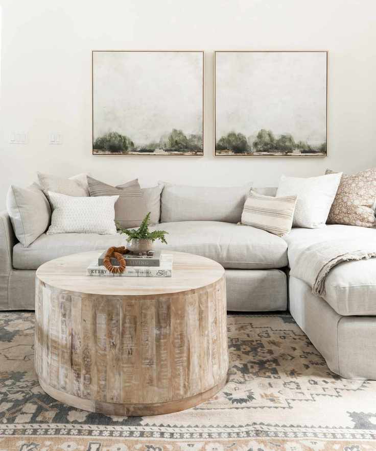 White living room with textured elements