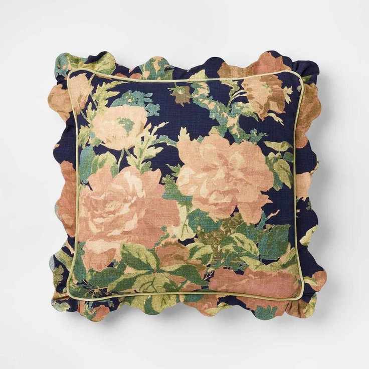 Square Floral Bloom With Scallop Flange Throw Pillow - Threshold™ Designed With Studio Mcgee