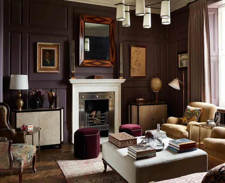 Living room painted deep brown
