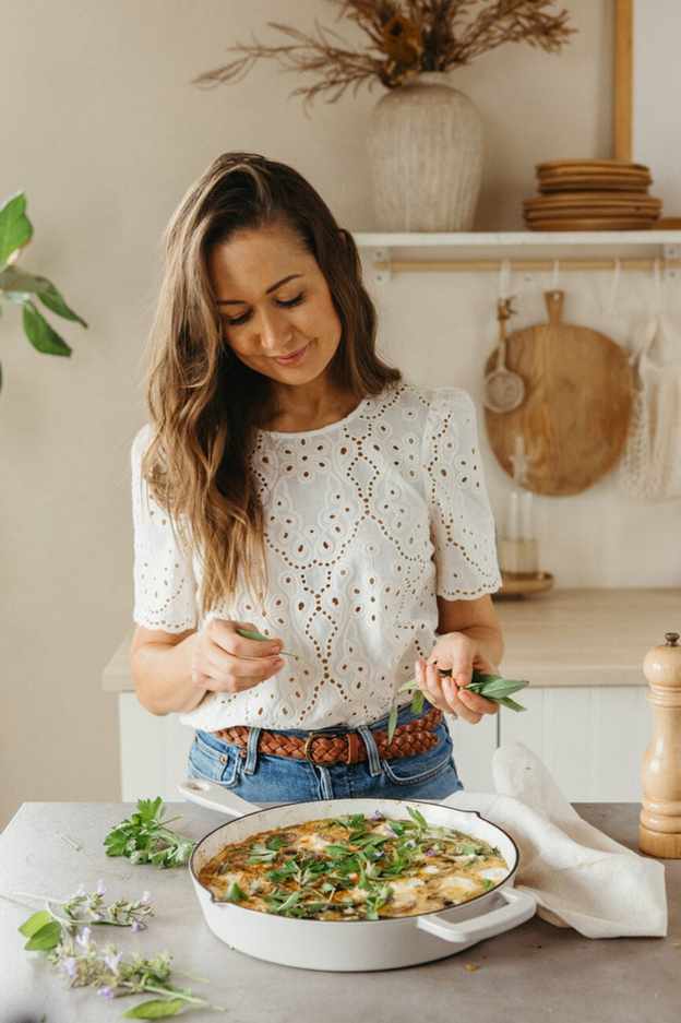 Camille Styles making anti-inflammatory frittata.