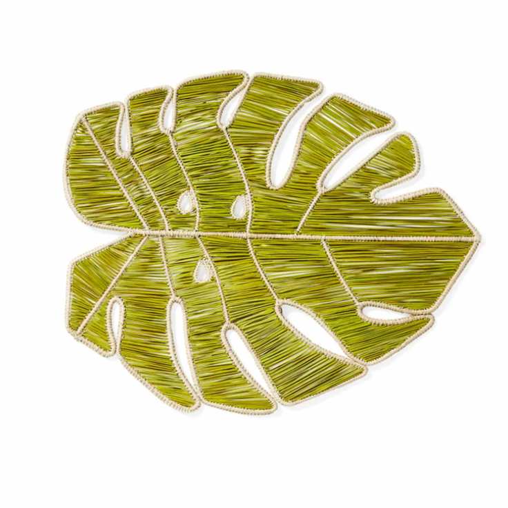 Monstera leaf shaped woven placemat