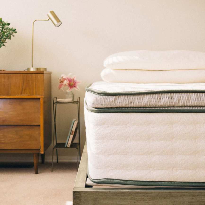 Corner of an Avocado Green Mattress.