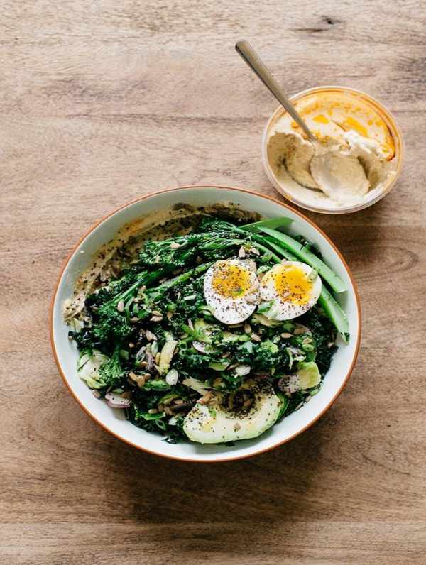 hummus, greens, and avo bowl_hummus greens bowl