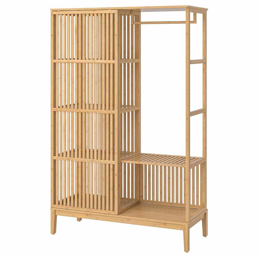 Nordkisa Open Wardrobe With Sliding Door - Bamboo 47 1/4x73 1/4 "