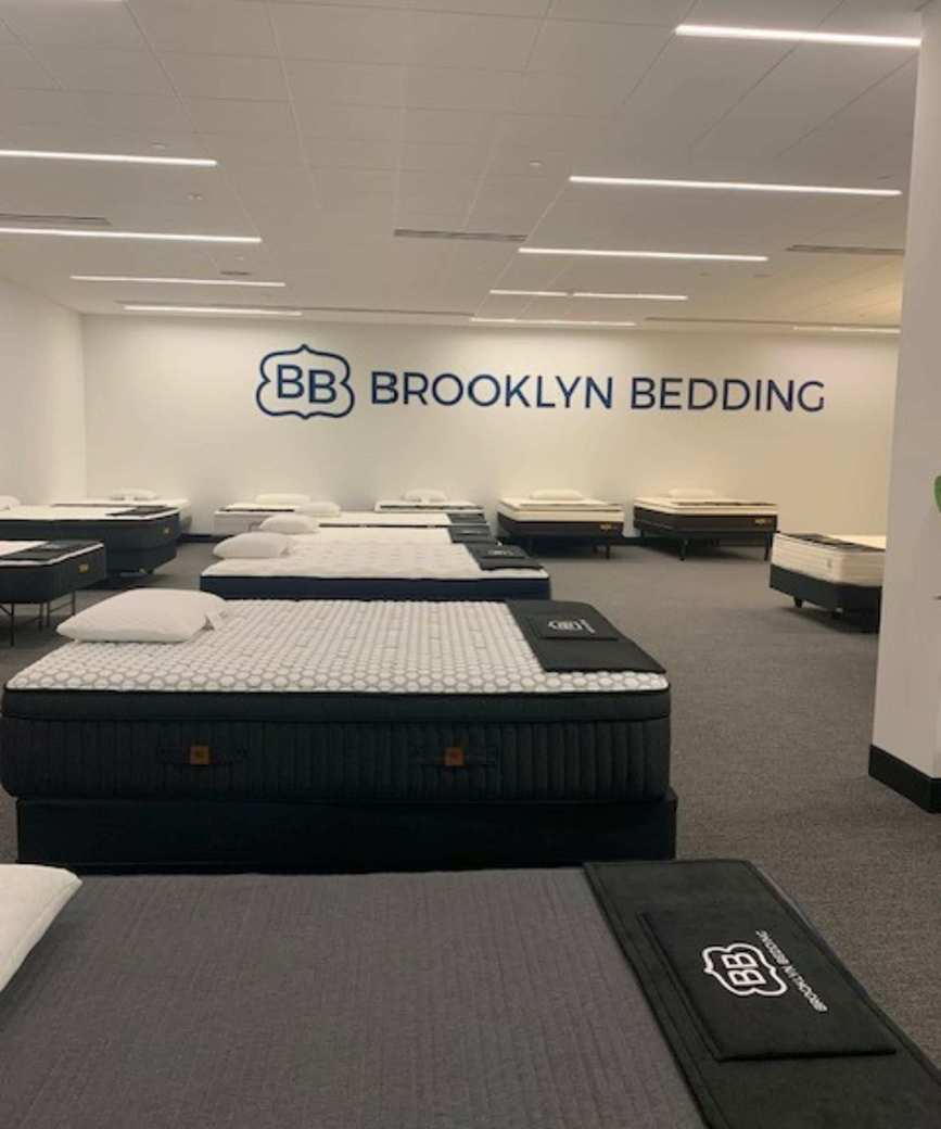 A mattress showroom showcasing Brooklyn Bedding products.