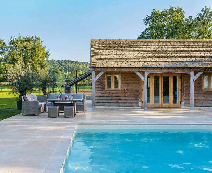 Swimming pool with outdoor seating
