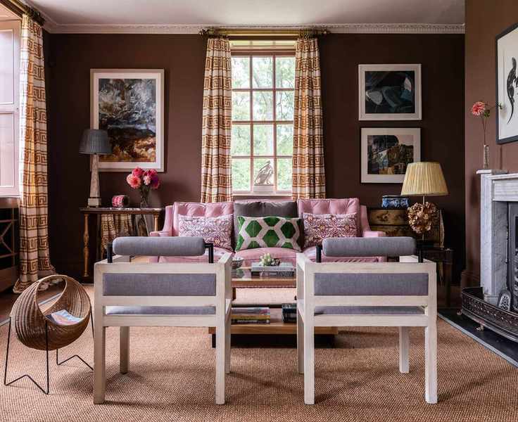 Living room with patterned decor