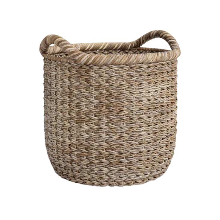Brown woven Birch Lane Seagrass Basket with handles