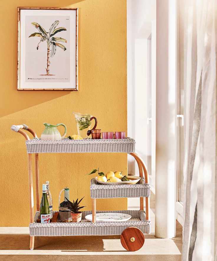 Rattan bar cart for summer