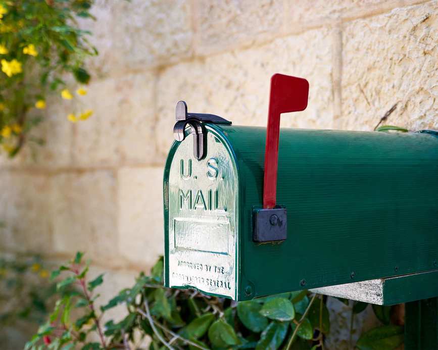 US mailbox painted green
