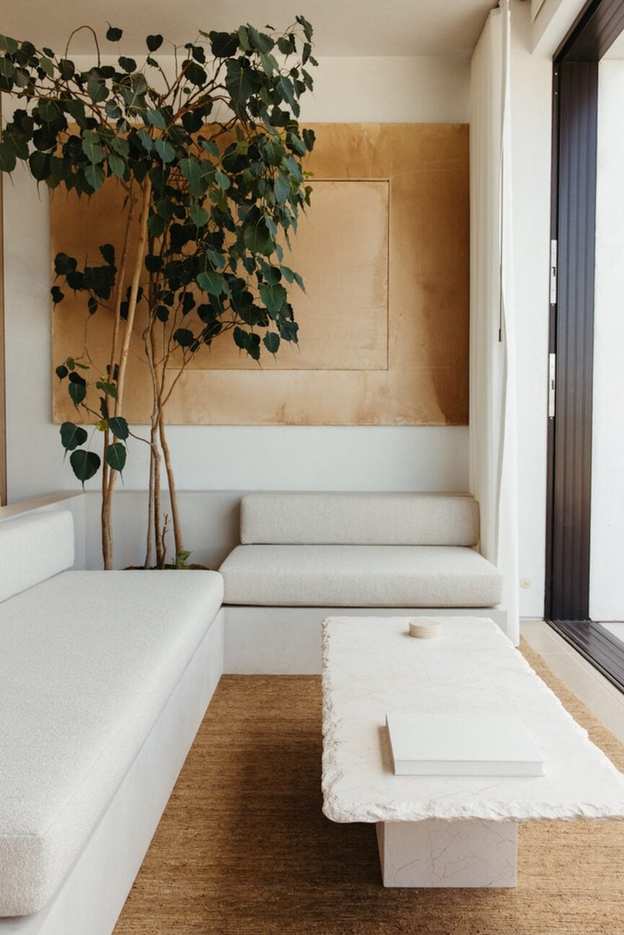 Bright, white living room.
