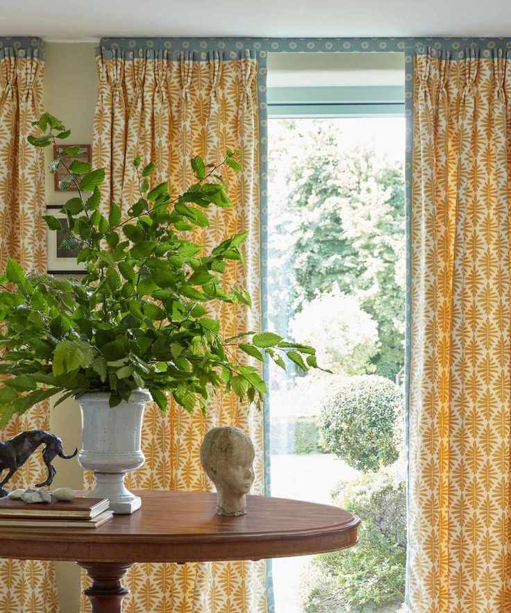 Pinch pleat full length curtains in Wild Fern fabric