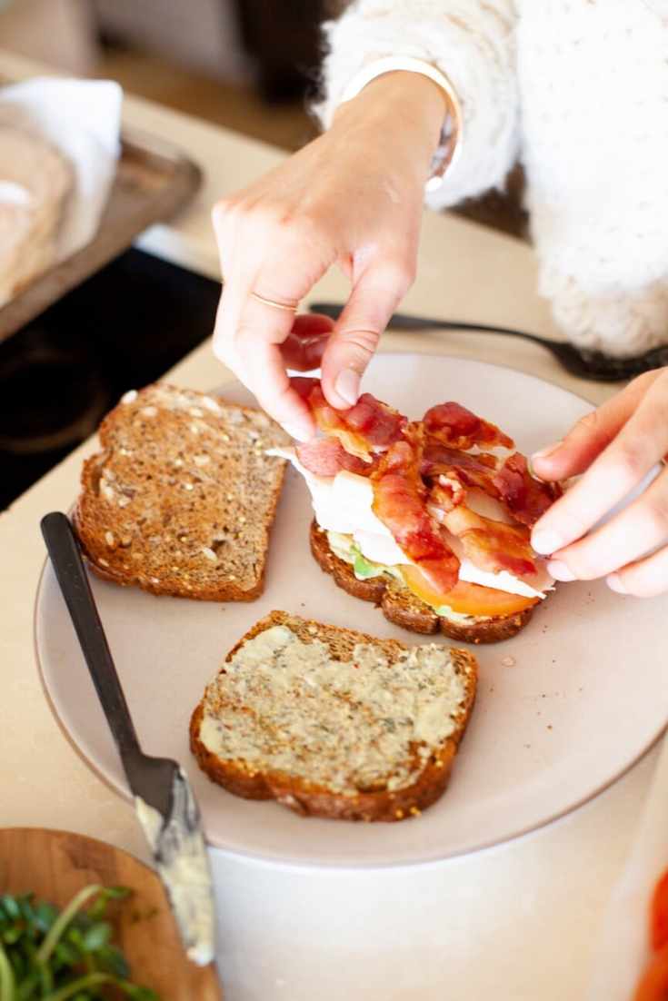 assembling california club sandwich