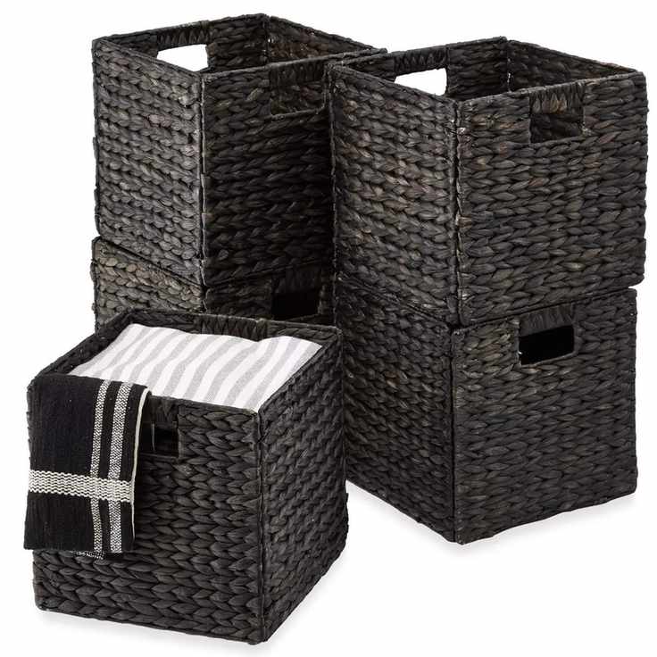 Best Choice Products Set of 5 Handwoven Water Hyacinth Storage Baskets &ndash; Natural Collapsible Organizers With Handles