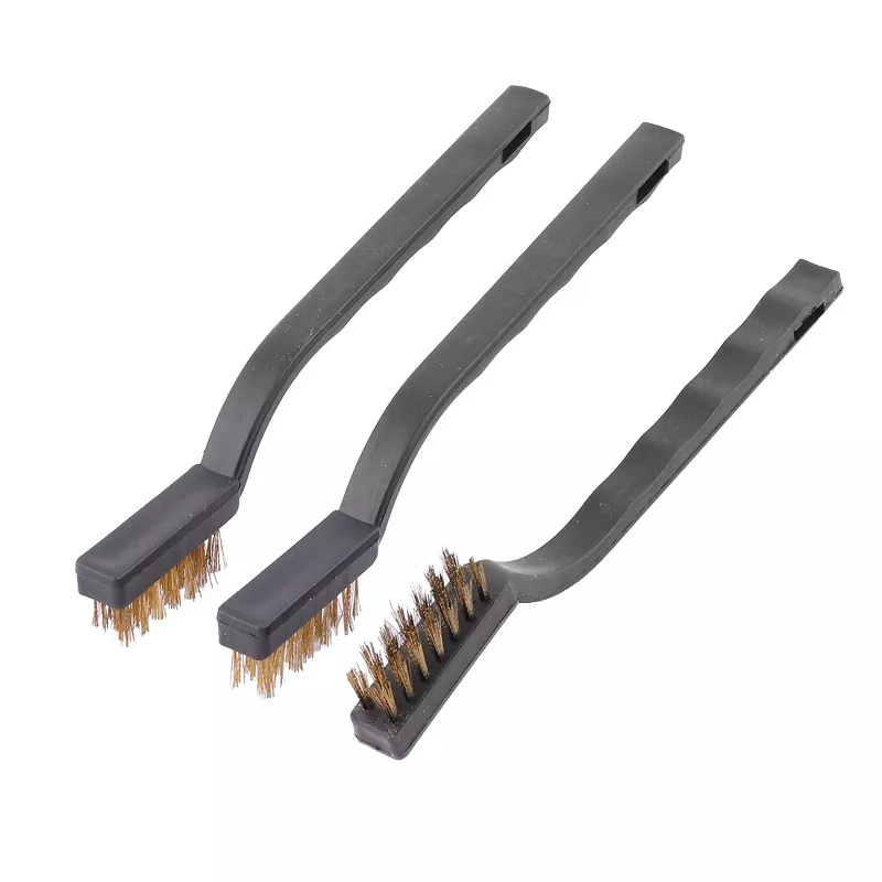 Unique Bargains Plastic Handle Metal Wire Household Bristle Cleaning Brush Black 1.3" X 0.3" X 0.5" 3 Pcs