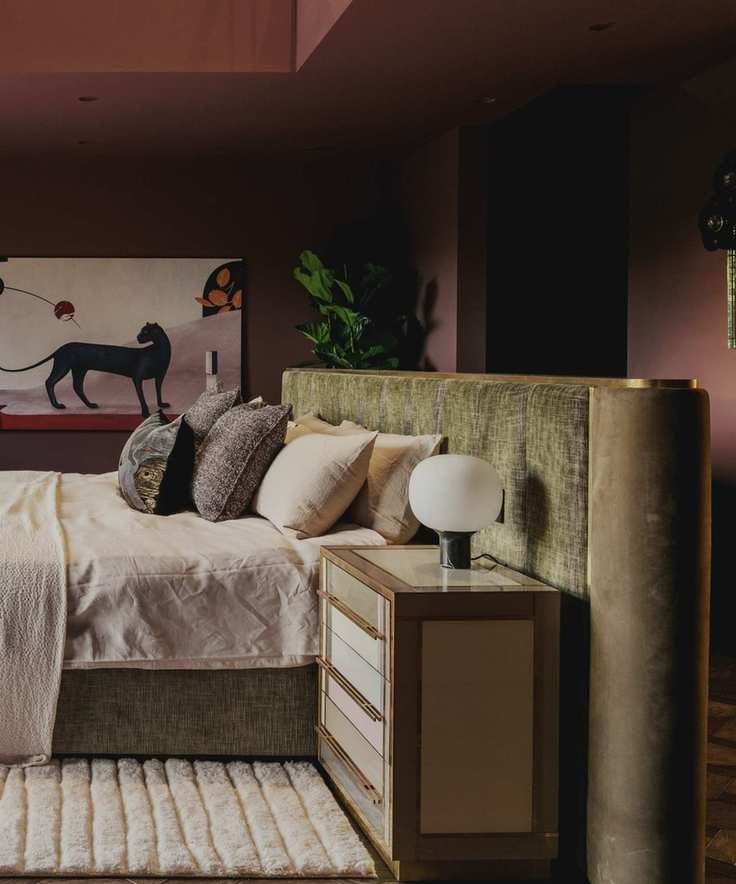 burgundy painted bedroom