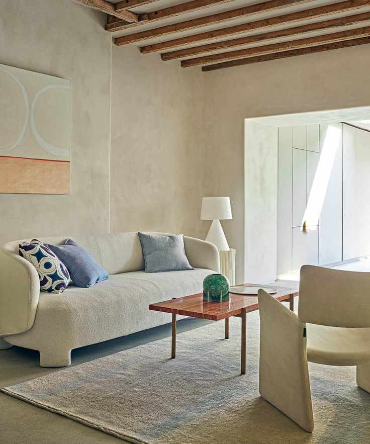 Cream rug in living room