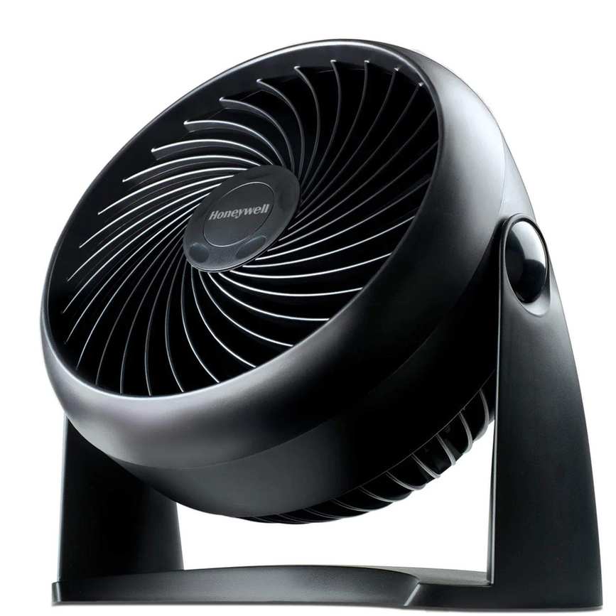 Black Honeywell table-top fan