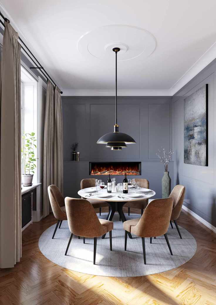 Fireplace idea in a dining room