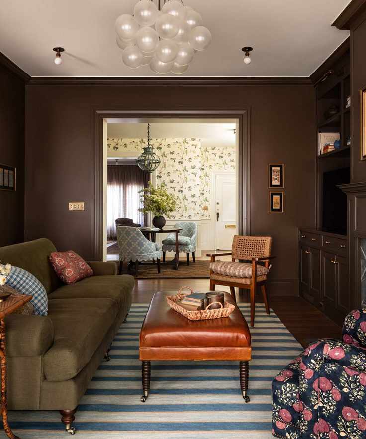 Dark brown living room