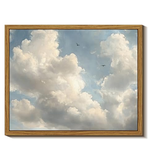 Insimsea Framed Wall Art for Living Room Cloud Canvas Wall Decor Bedroom Cloudy Artwork Retro Oil Paintings Pictures Prints Gallery Boho Vintage Cloudscape Soaring Birds Farmhouse Decor Office 8x10in
