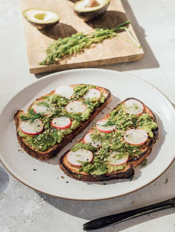 Avocado Toast with Kale Pesto and Crunchy Veggies